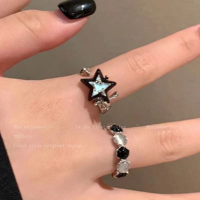 Contrast Color Opal Female Fashion Personality Couple Index Finger Rings