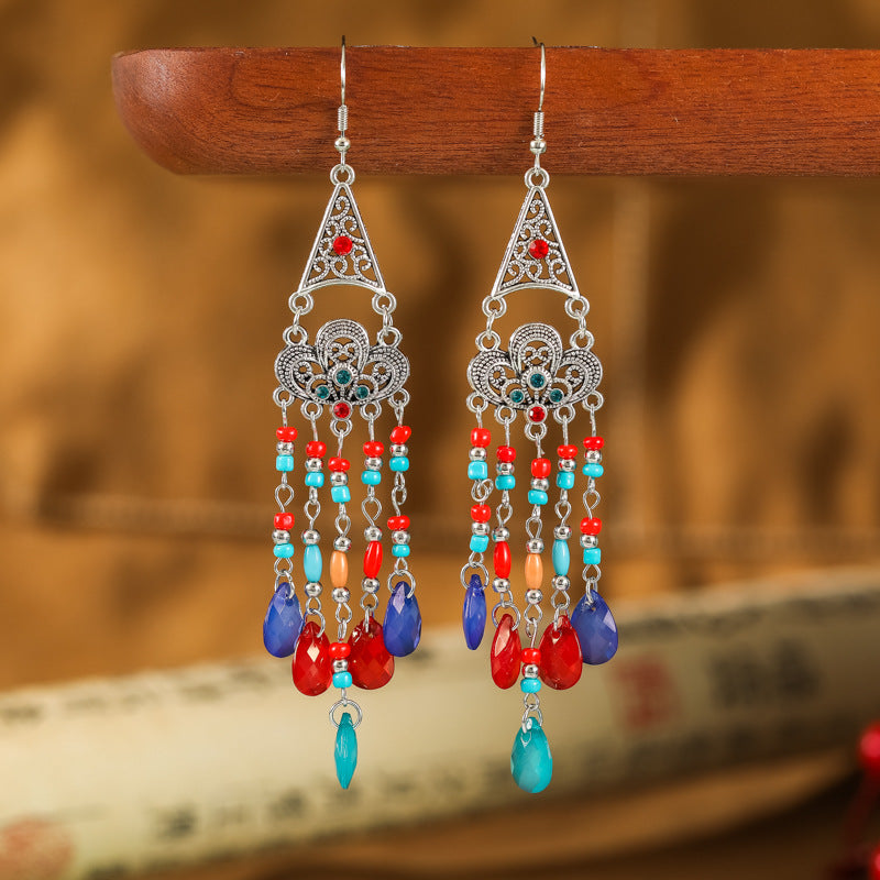 Long Female Daisy Pattern Water-drop Eardrops Earrings