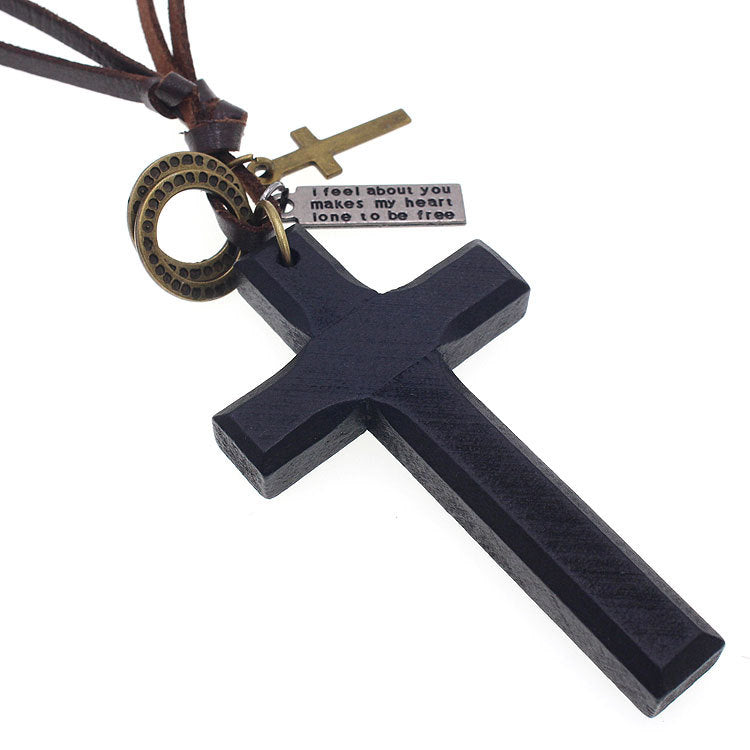 Style Personality Leather String Natural Wood Necklaces