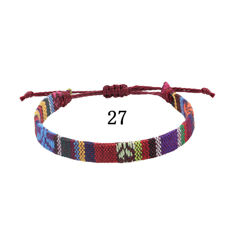 Style Cotton Linen Woven Fabric Carrying Bracelets