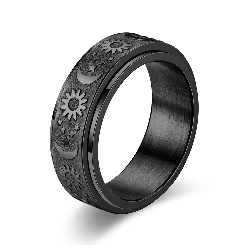 Sun Moon Star Titanium Steel Casting Rotatable Rings