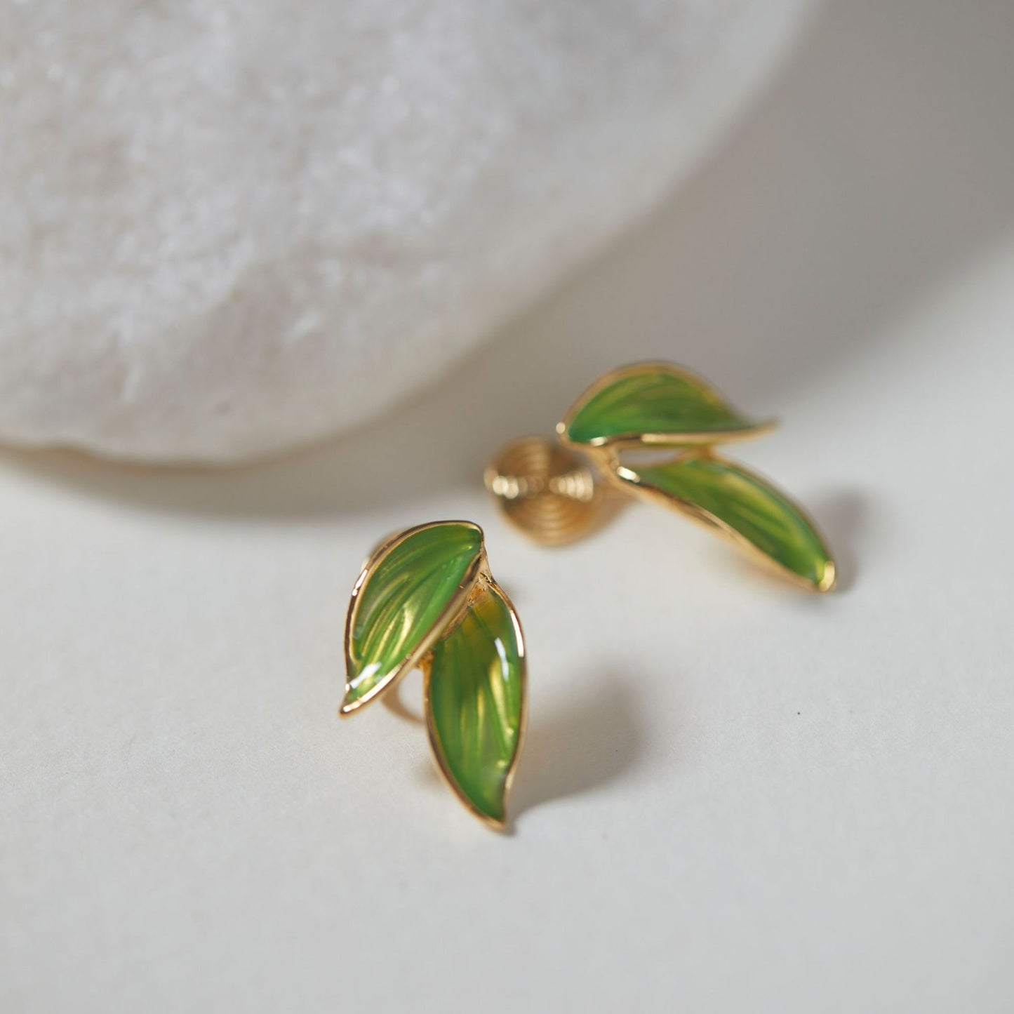 Fresh Mori Style Green Dripping Oil Ear Earrings