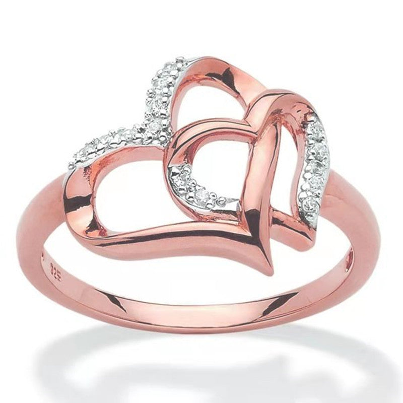 Women's Diamond Love Proposal Fashion Simple Heart-to-heart Rings