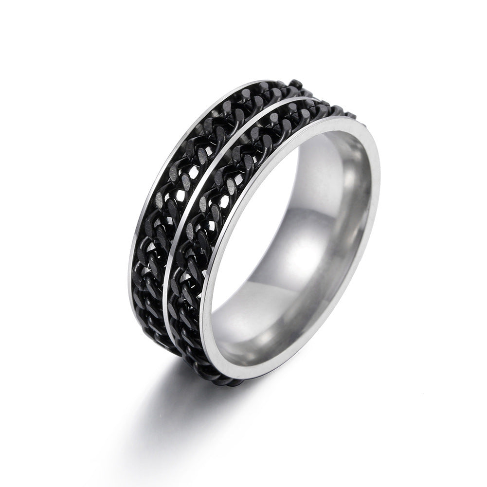 Men's Classic Ornament Electroplated Black Combination Stainless Rings
