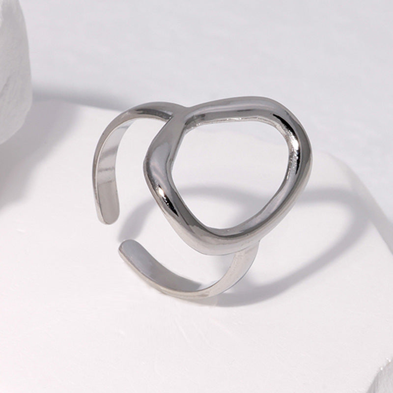Simple Geometric Titanium Steel Female Opening Adjustable Rings