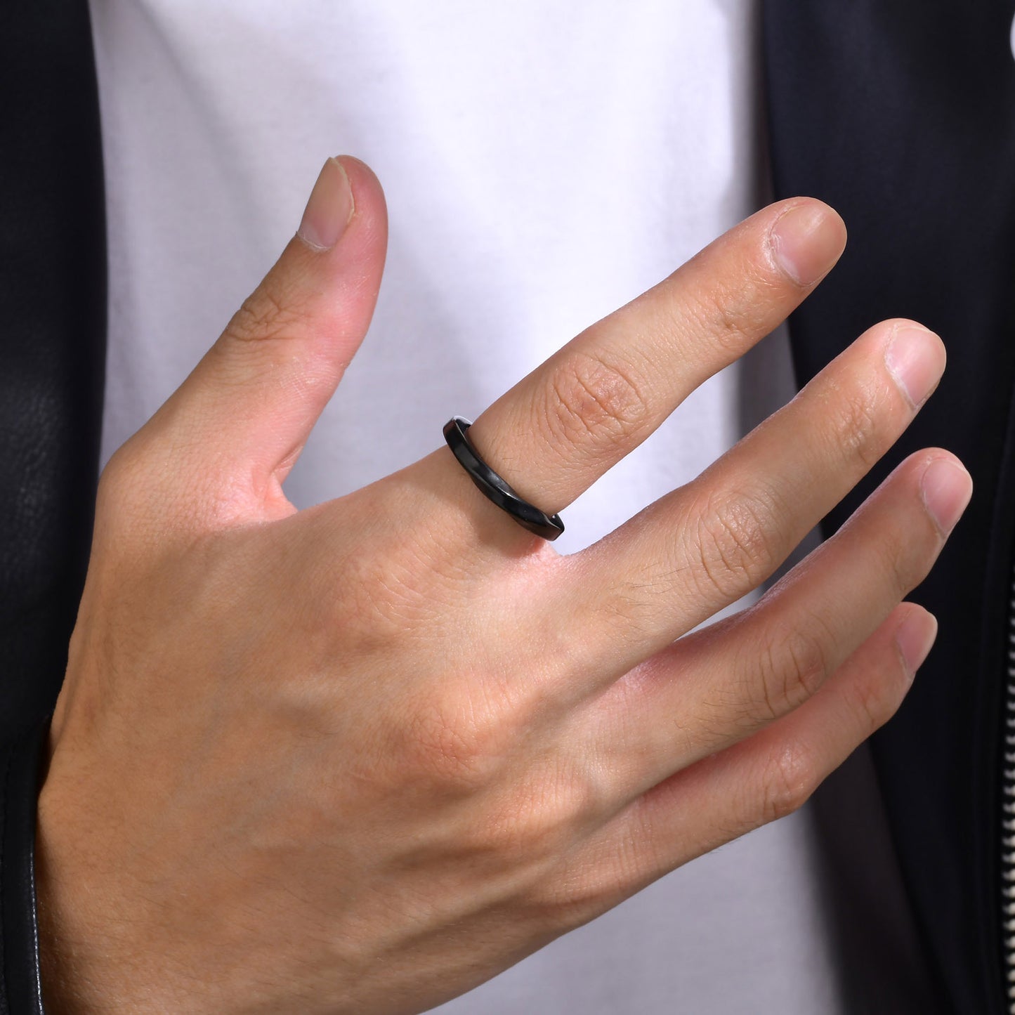 Men's Steel Mobius Black Simple Plain Fashion Rings