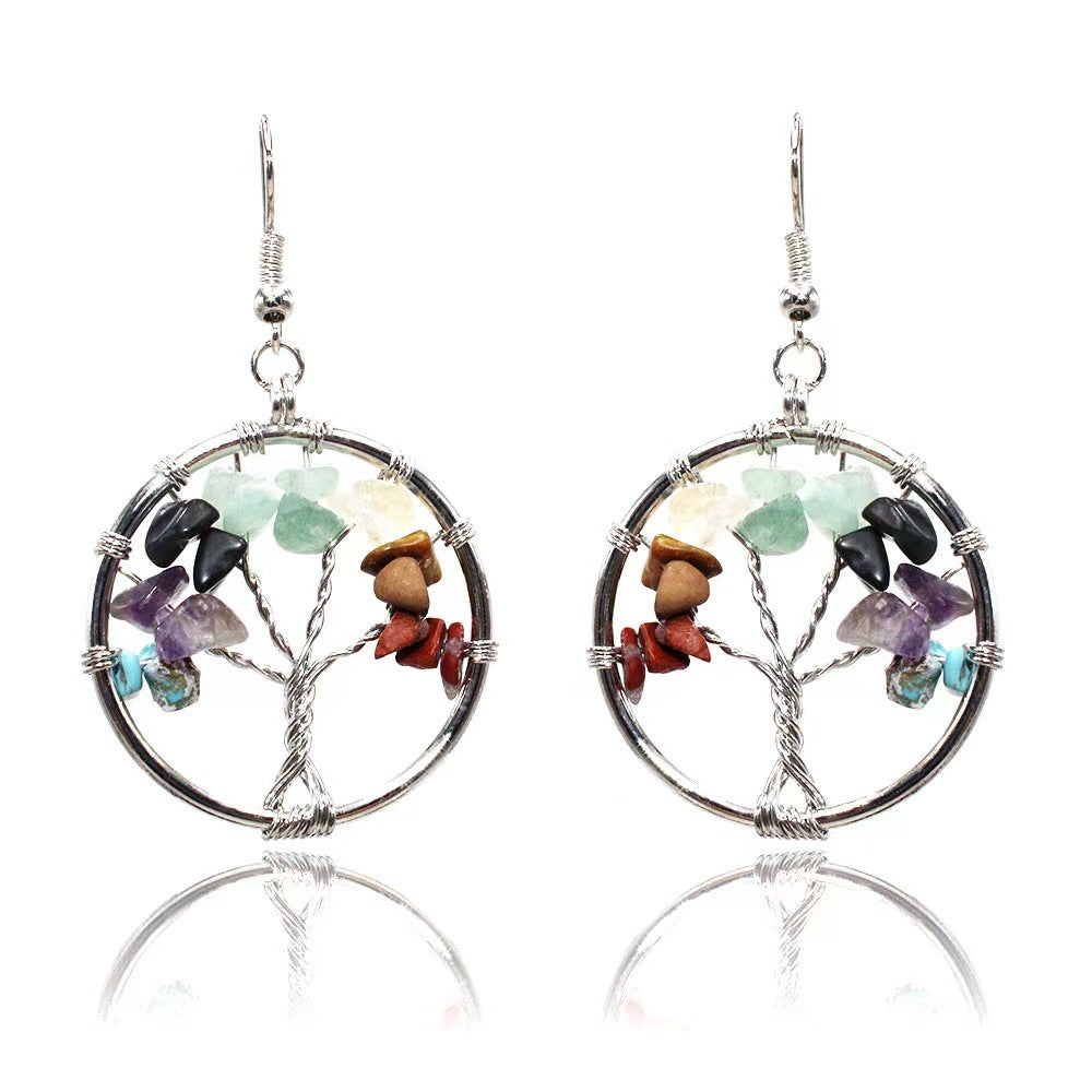 Lucky Tree Colorful Natural Gravel Winding Necklaces