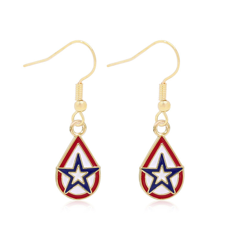 Alloy Dripping Oil Stars Stripes National Rings