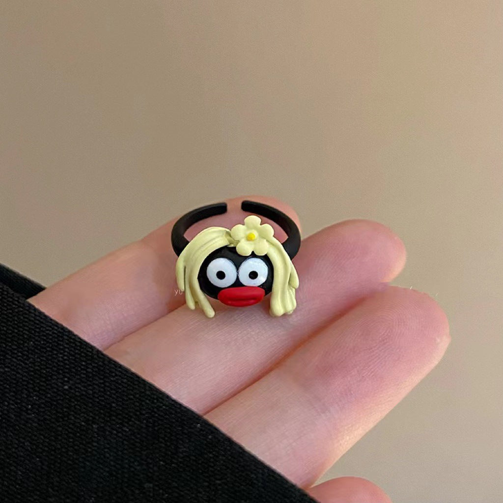 Dripping Open Personality Sausage Mouth Funny Little Monster Rings