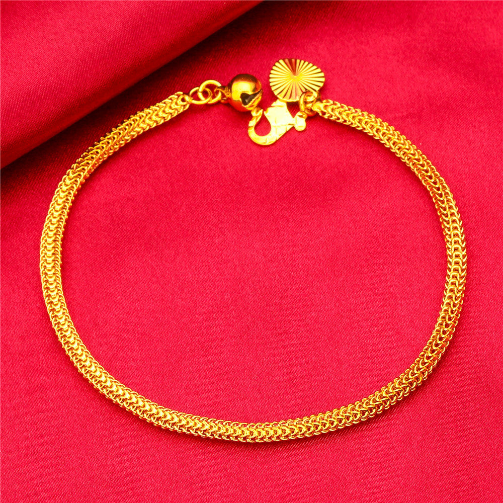 Women's Gold Water Wave Box Chopin Thick Bracelets