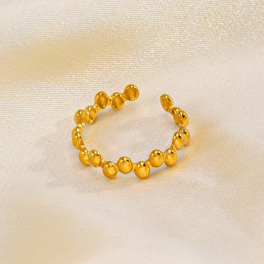 Stitching Irregular Opening Adjustable Stainless Steel Rings