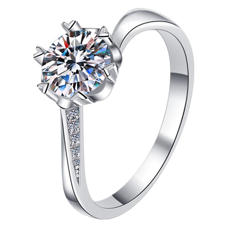 Sier Snowflake Swing Arm Diamond Moissanite Rings