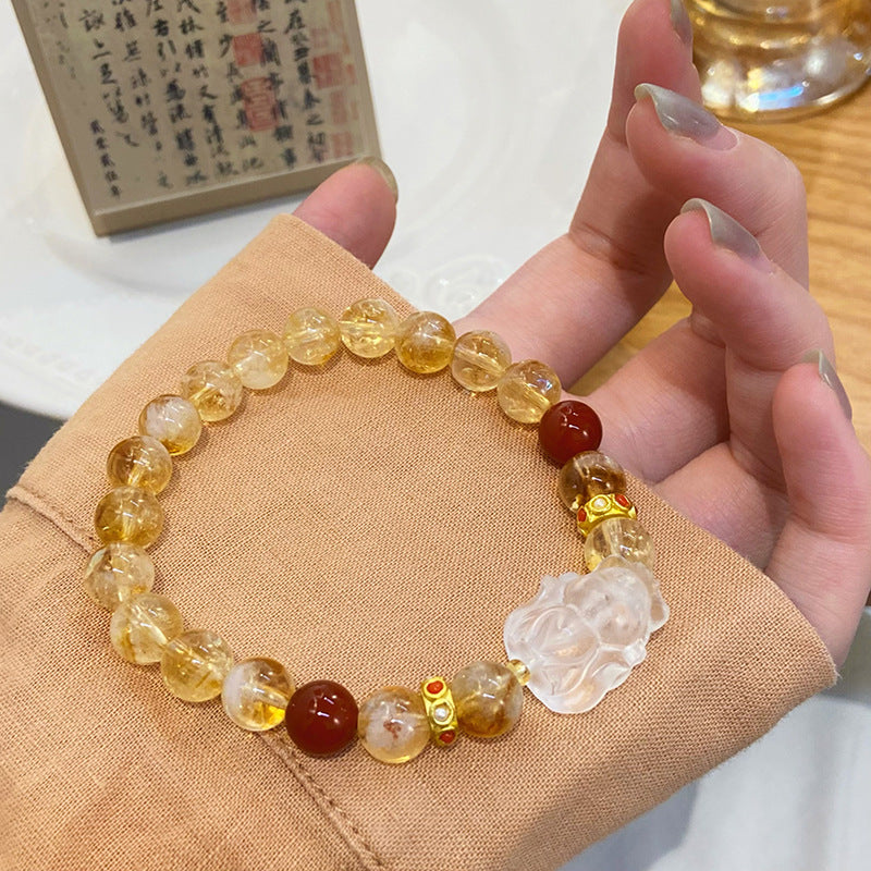 Style Retro Artistic Ethnic Yellow Tower Crystal National Fashion Bracelets