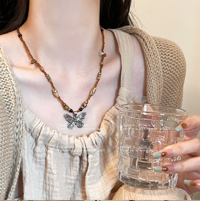 Women's Style Butterfly National Fashion Simple Retro Beaded Necklaces