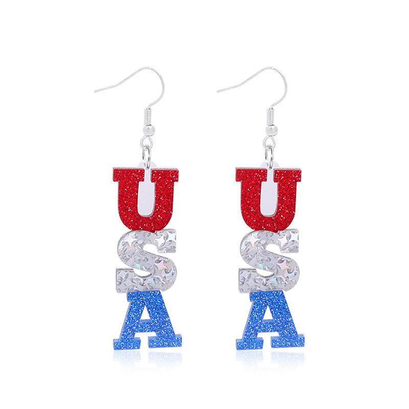 Alloy Dripping Oil Stars Stripes National Rings