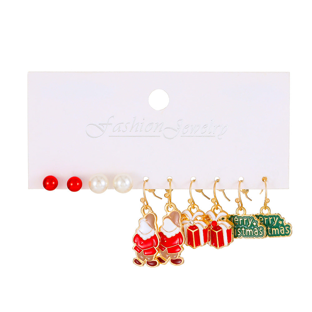 Women's Suit Cartoon Dripping Elk Santa Claus Earrings