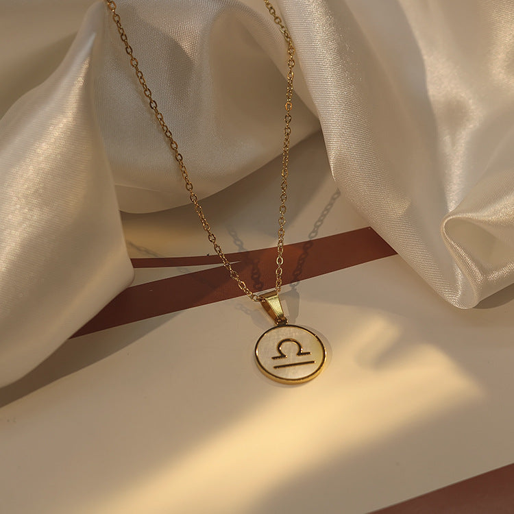 Women's Constellation White Sea Shell Stainless Steel Pendants