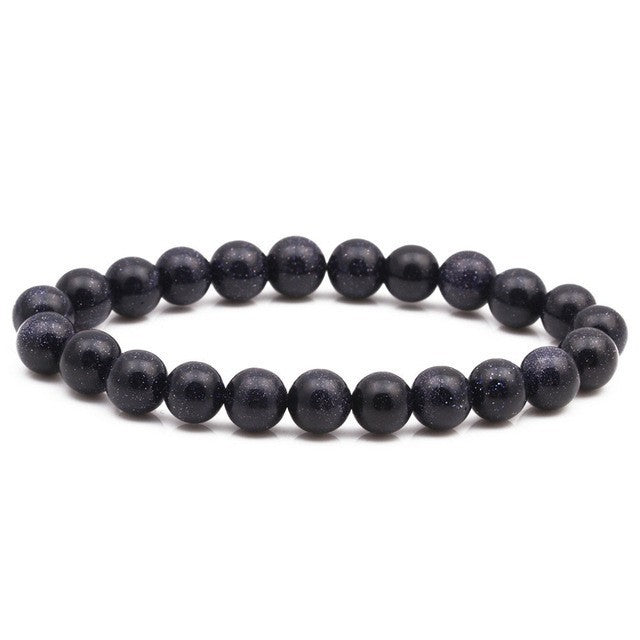 Men's Natural Stone Beads White Turquoise Elastic Bracelets