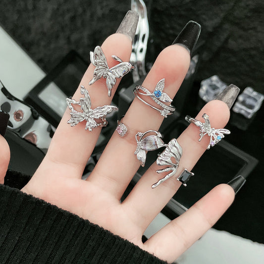 Three-dimensional Shaped Butterfly Opening Female Cold Rings