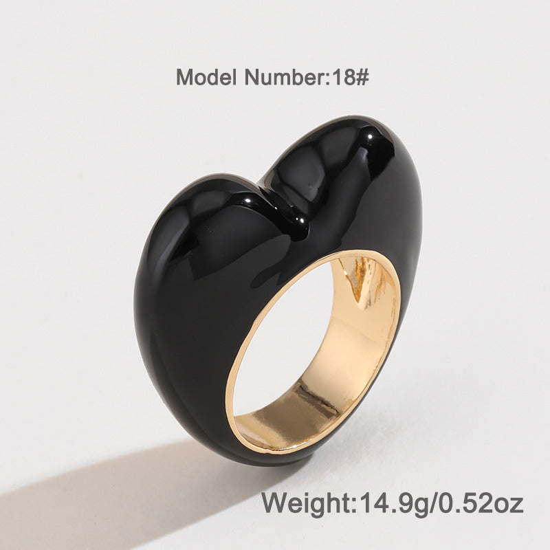 Peach Drop Oil Color Three-dimensional Enamel Rings