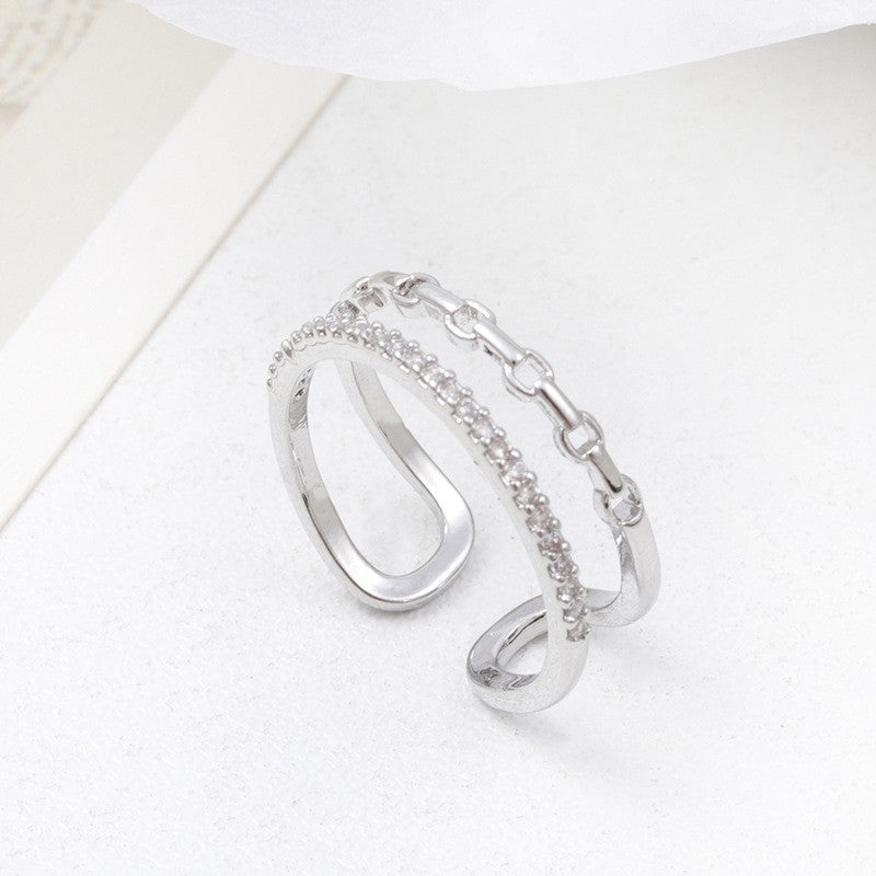 Micro Inlaid Zircon Pearl White Female Rings