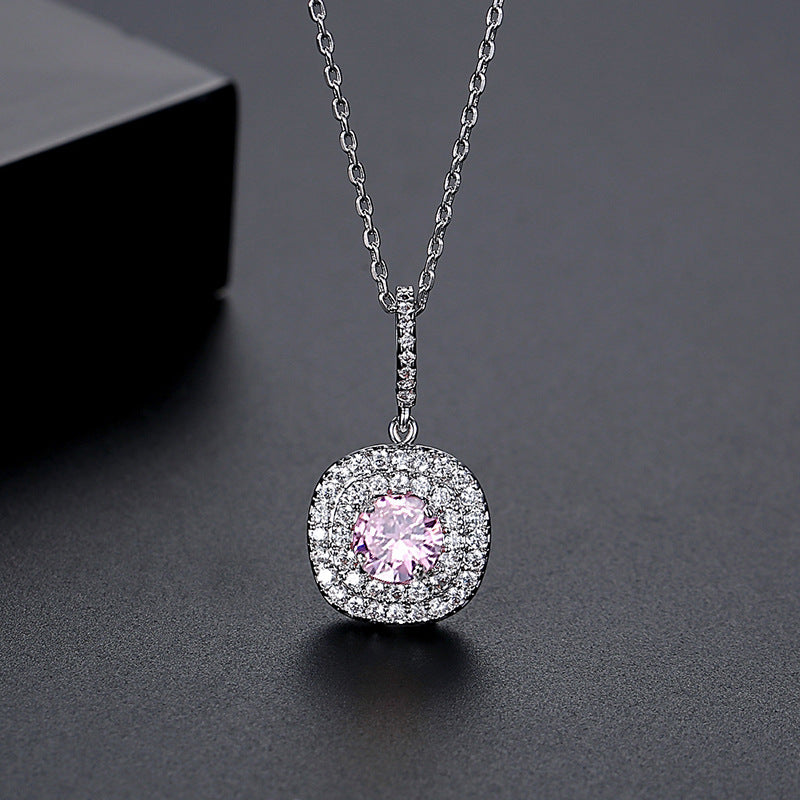 Women's Live Stylish Round Zircon Inlaid Full Necklaces