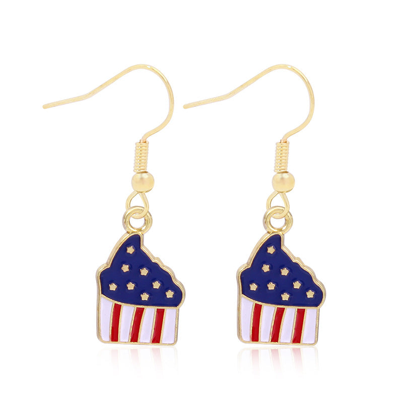 Alloy Dripping Oil Stars Stripes National Rings
