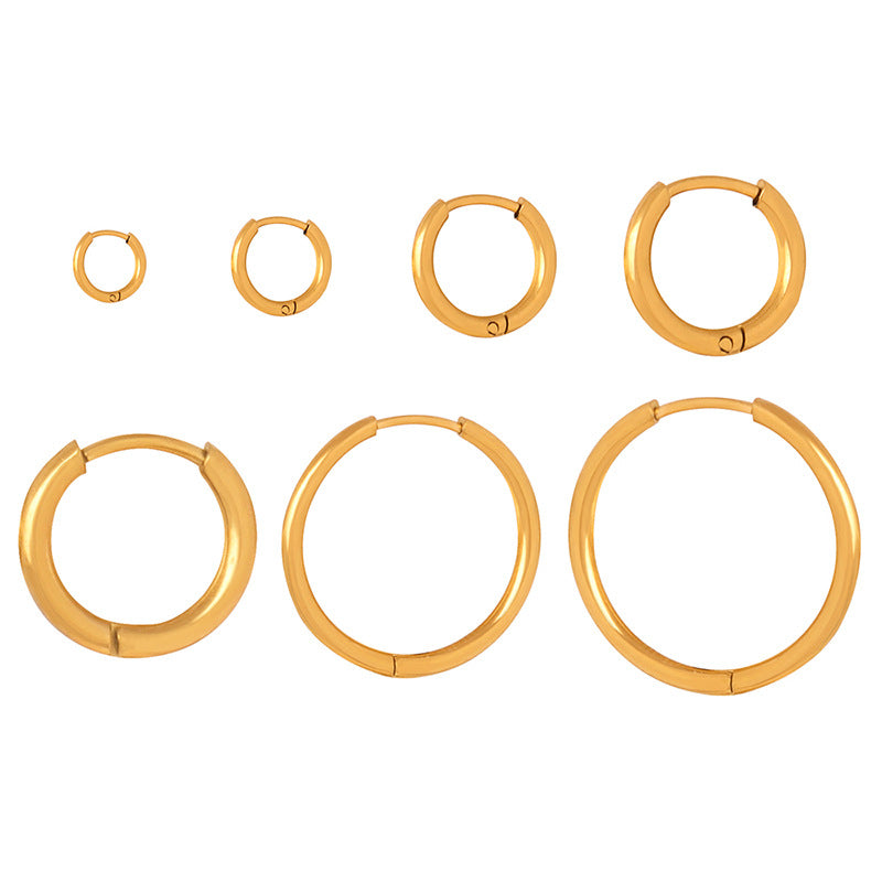 Big Circle Temperament Titanium Steel Gold Personalized Earrings