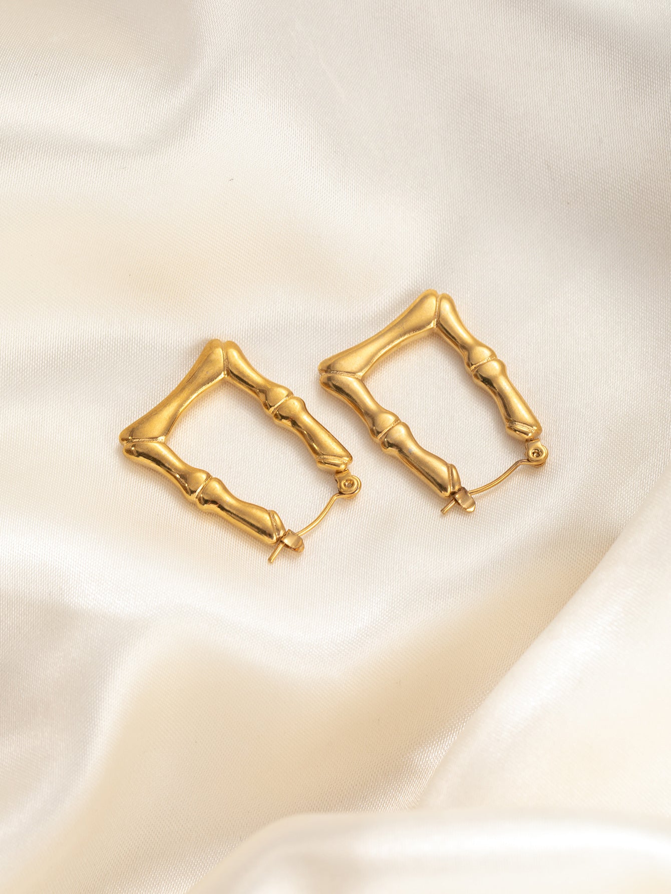 Stainless Steel Ginkgo Leaf Petals Golden Earrings