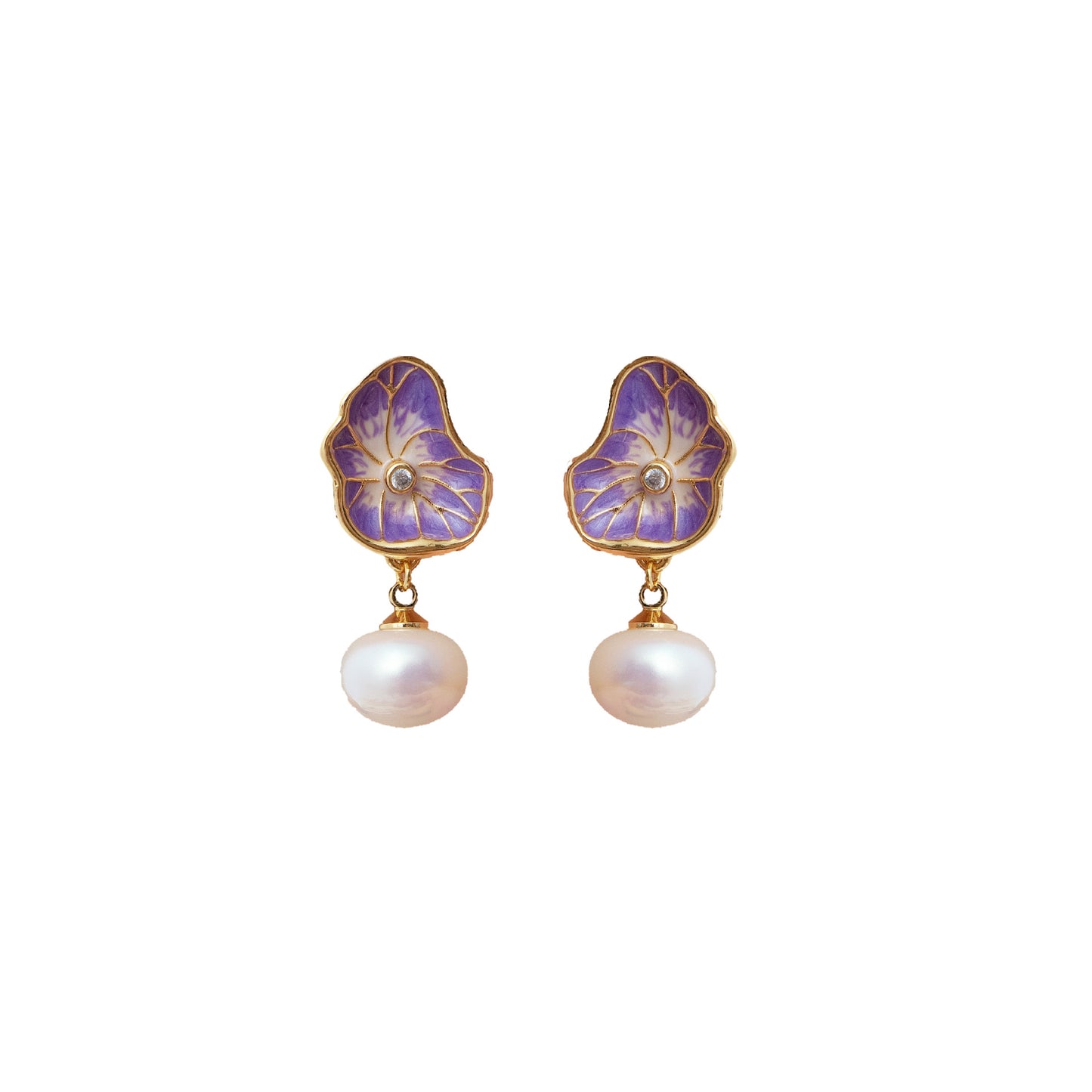 Pearl Enamel Craft Sier Pin Fashionable Earrings
