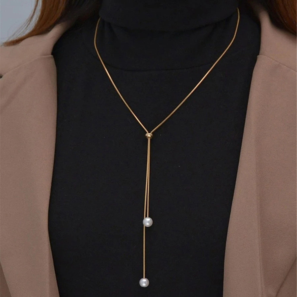 Imitation Pearl Niche Design Pull-out Adjustable Necklaces