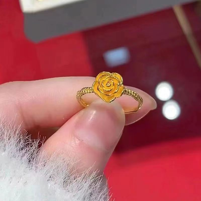 Luxury High-grade Golden Rose Female Flowers Rings