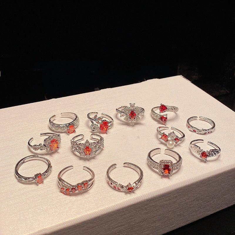 Diamond Zircon Female Exquisite Oval Sweet Rings