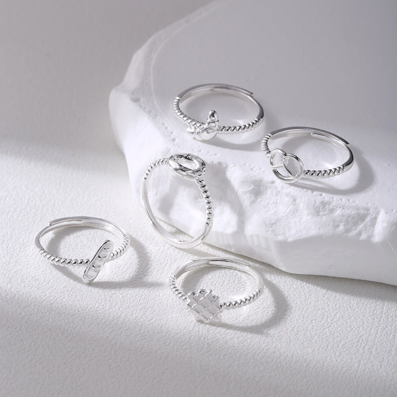 Women's Donut Sterling Sier Push-pull Color Design Rings