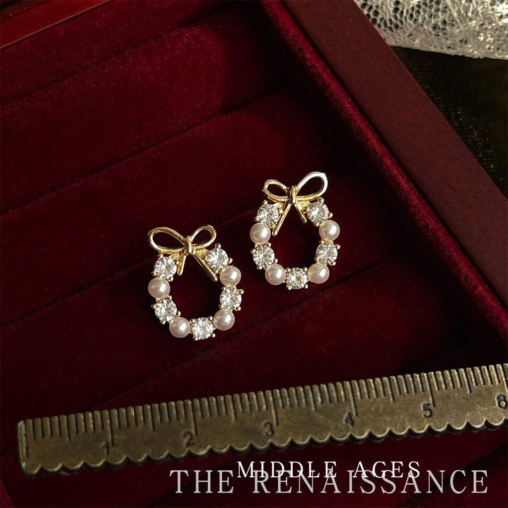 Limited Chinese Style Series Zircon Bell Bow Earrings