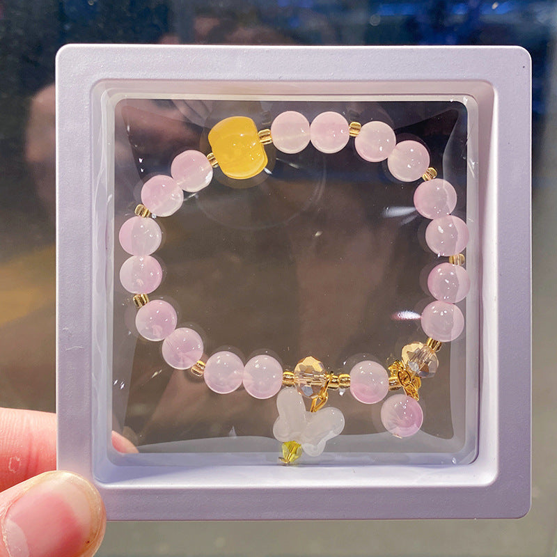 Children's Butterfly String Beads Cute Glaze Niche Bracelets