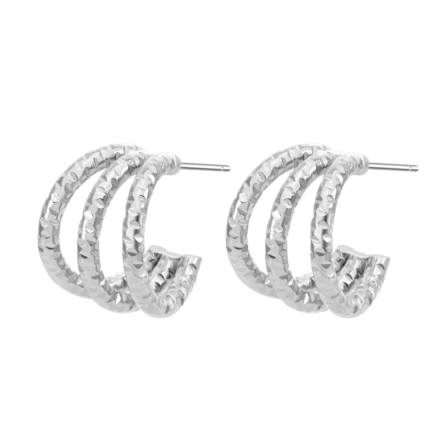 Women's Shaped Titanium Steel Gold-plated Simple Corrugated Earrings