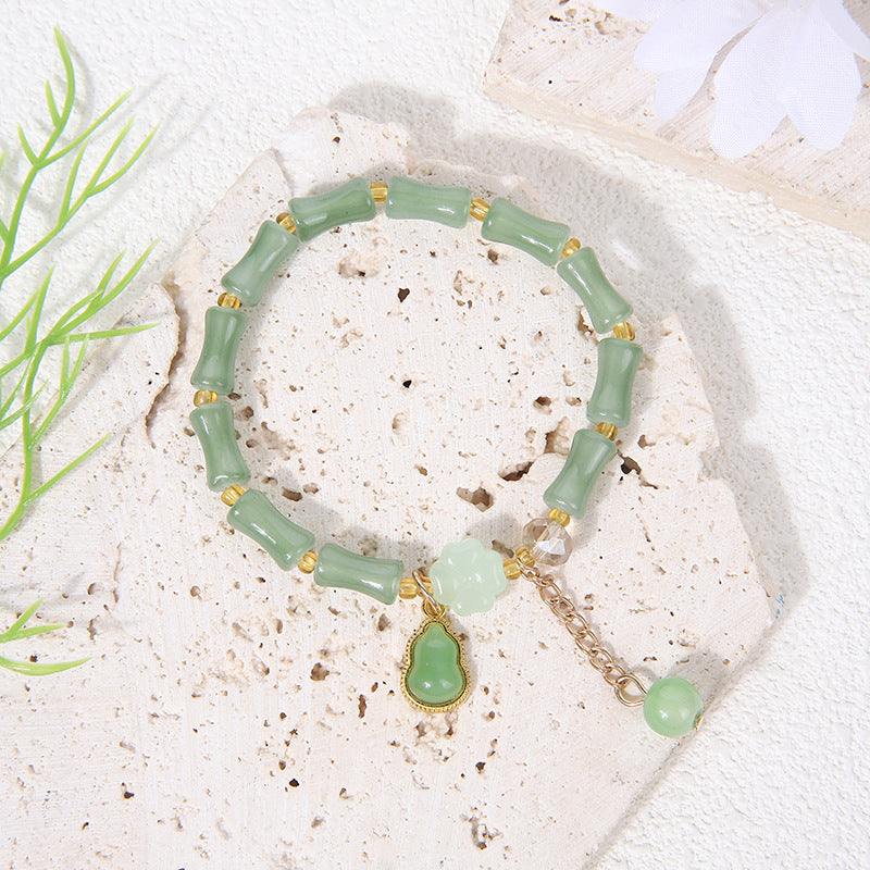 Bamboo Imitation Aventurine Festival High Peace Buckle Jade Bracelets