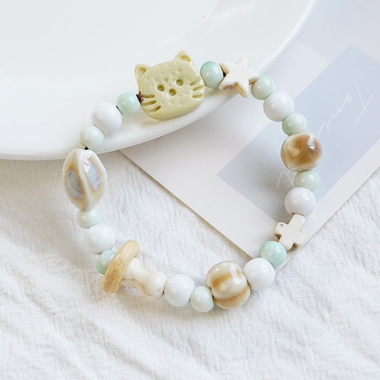 Ceramic High-grade Biscuit Cat Series Design Bracelets