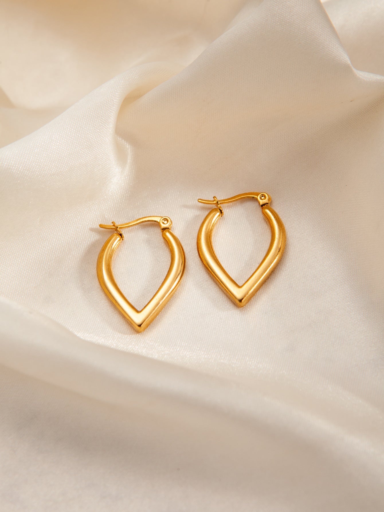 Stainless Steel Ginkgo Leaf Petals Golden Earrings
