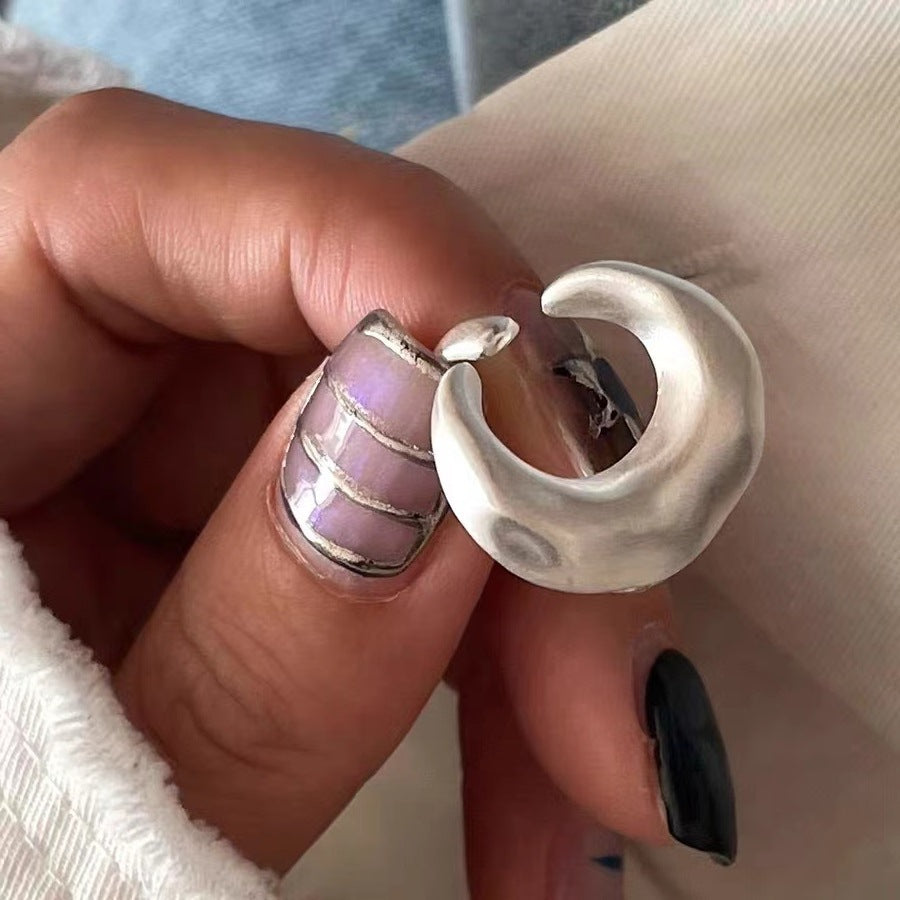 Luxury Simple Black Agate Female Niche Retro Rings