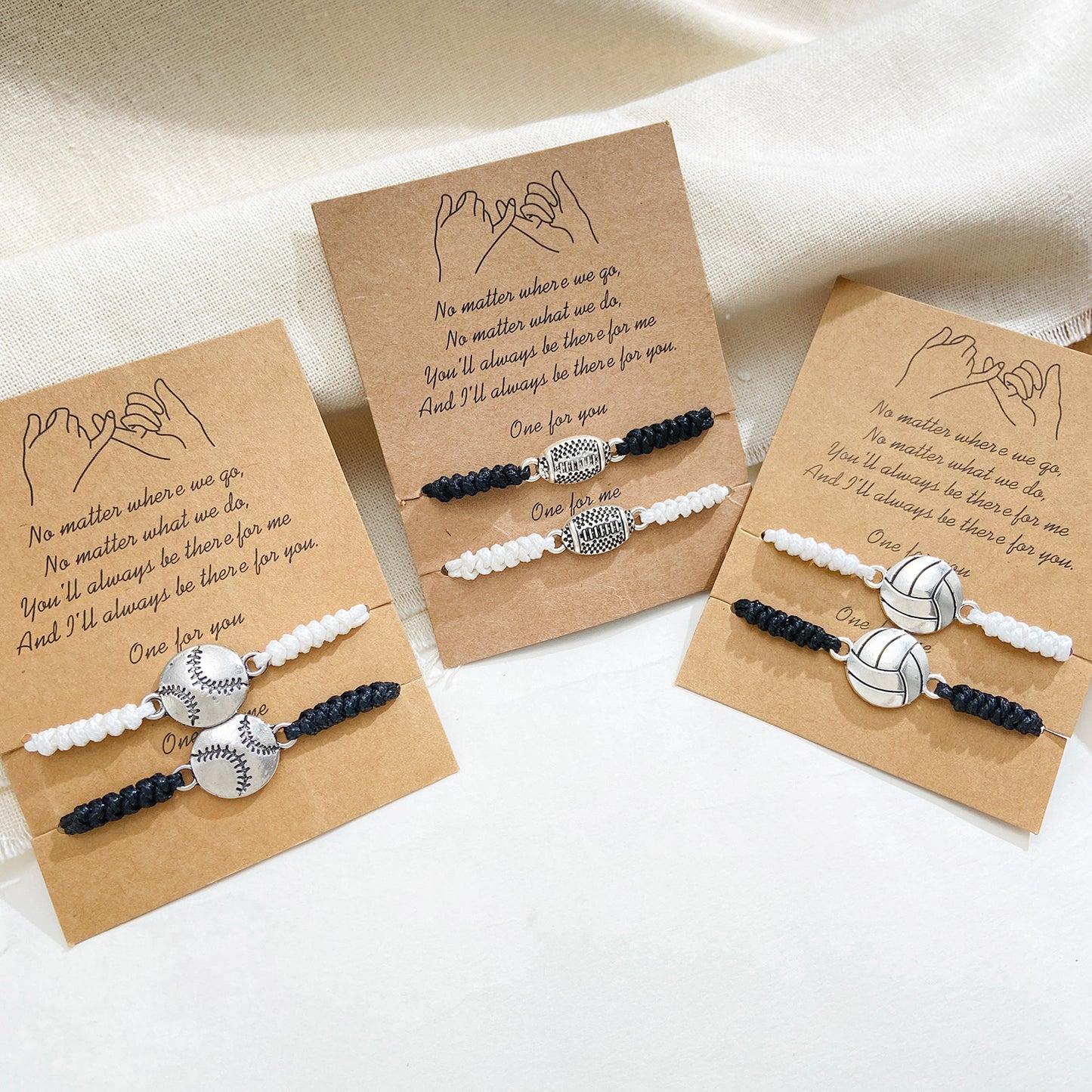 Pack Basketball Tennis Ball Woven Sports Bracelets