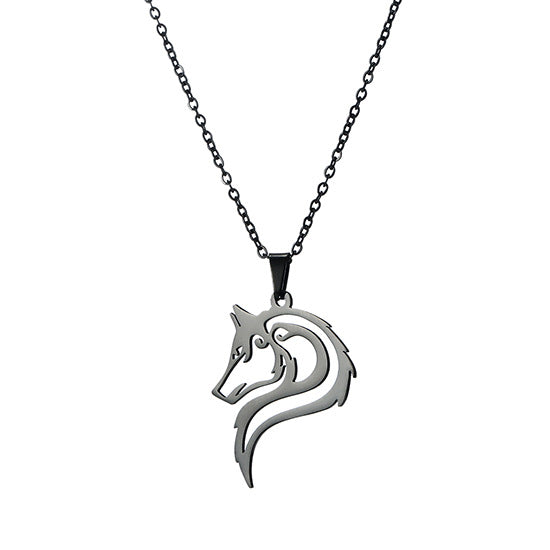 Men's Ornament Stainless Steel Norwegian Wolf Head Charm Necklaces