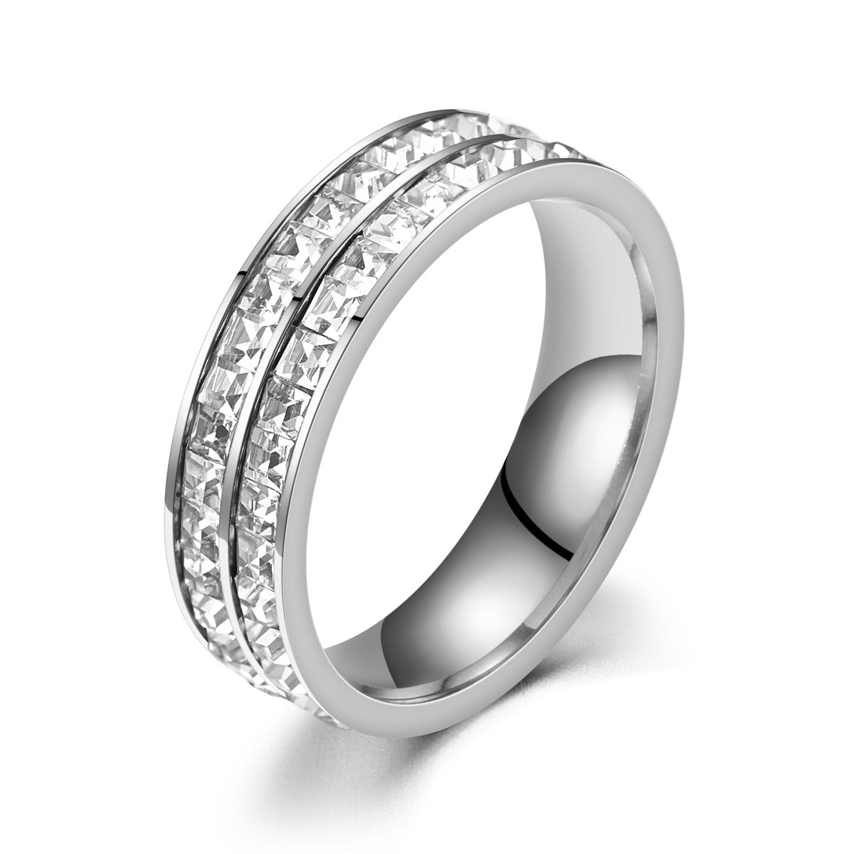 Niche Small Square Diamond Full Starry Rings