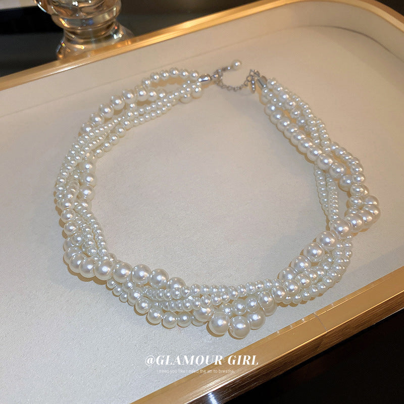 Twist Winding Pearl French Retro Fashion Elegance Clavicle Chain Necklaces
