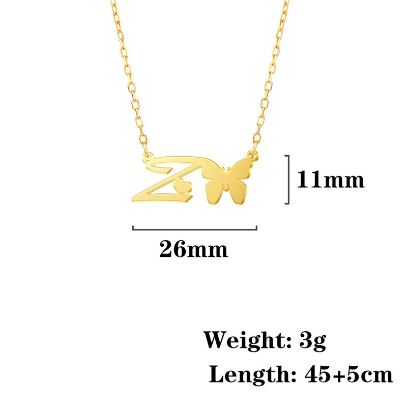 Stainless Steel Butterfly Love Letter High-grade Necklaces