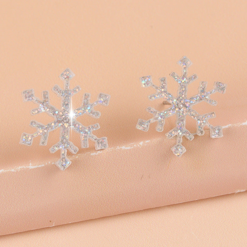 Women's Luxury Sier Size Thin Glittering Snowflake Acrylic Rings