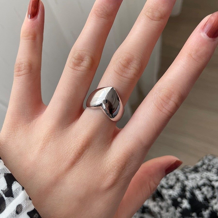 Glossy Love Heart-shaped Female Korean Chic Unique Peach Heart Rings