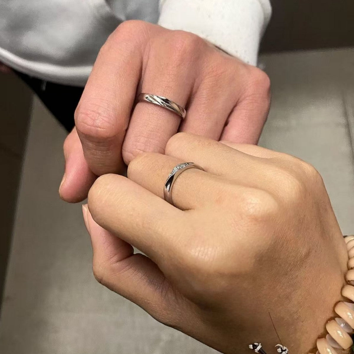 Mobius Strip Couple Minimalist Design Pair With Open Ring