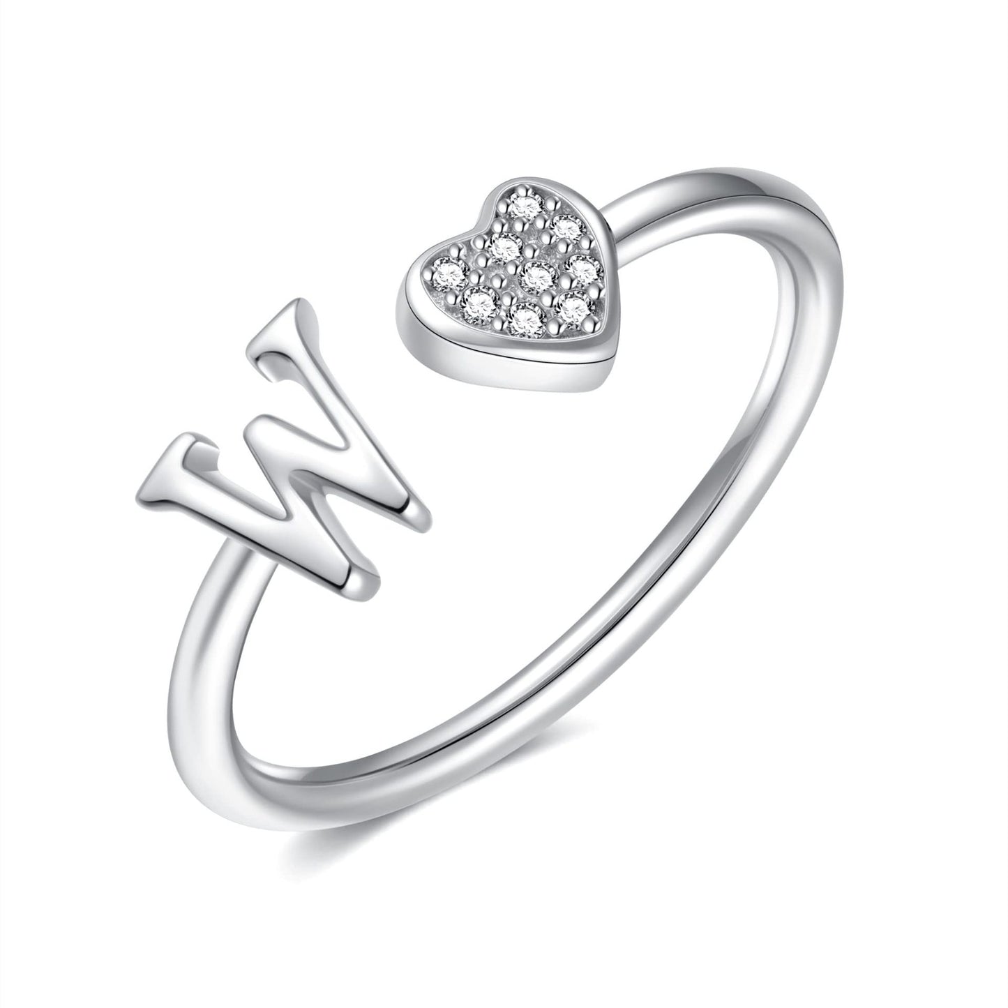Name First Letters Stackable Zircon Adjustable Rings